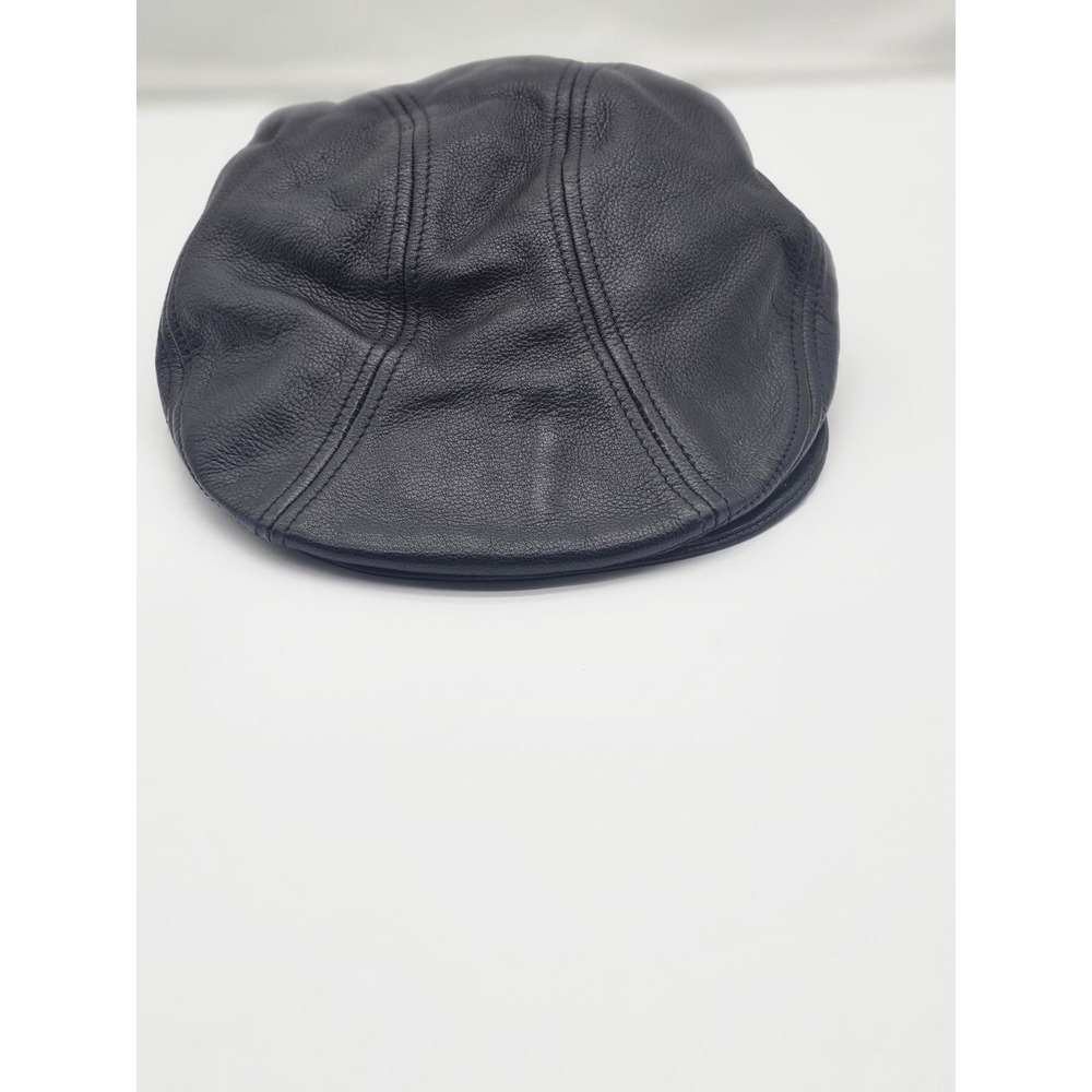 Wilsons Leather Flat Cap Men's S/M Black Pebbled Driver Hat - Picture 5 of 8